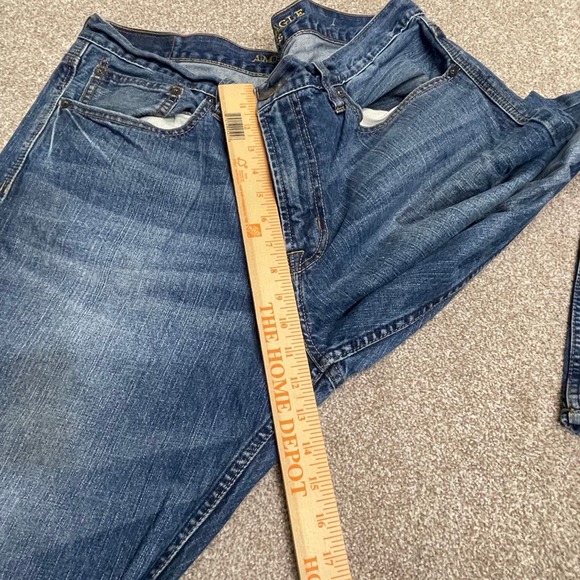 American Eagle mens baggy jeans loose fit jeans sz 36x33 medium wash distress - Picture 6 of 12
